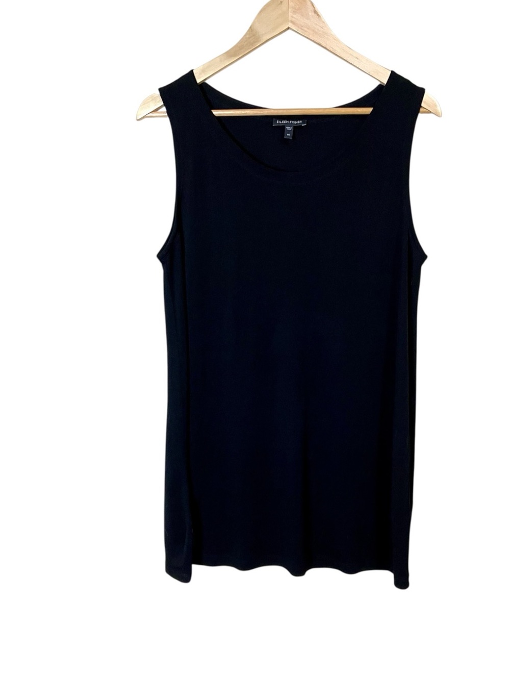 Eileen Fisher 100% Silk Black Scoop Neck Tank Size Medium